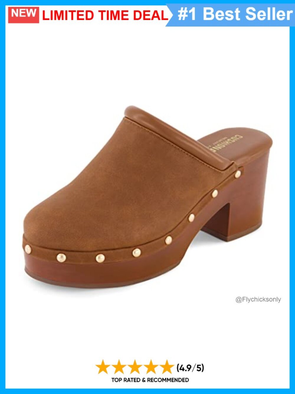 Platform Clogs Heeled Faux Leather Mules Memory Foam Slip-On